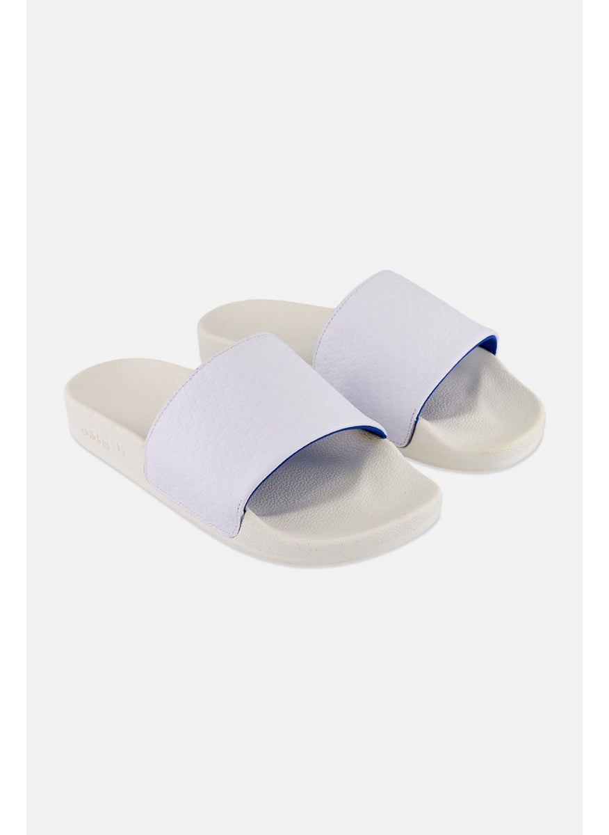 Men Adilette Slip On Slides, White