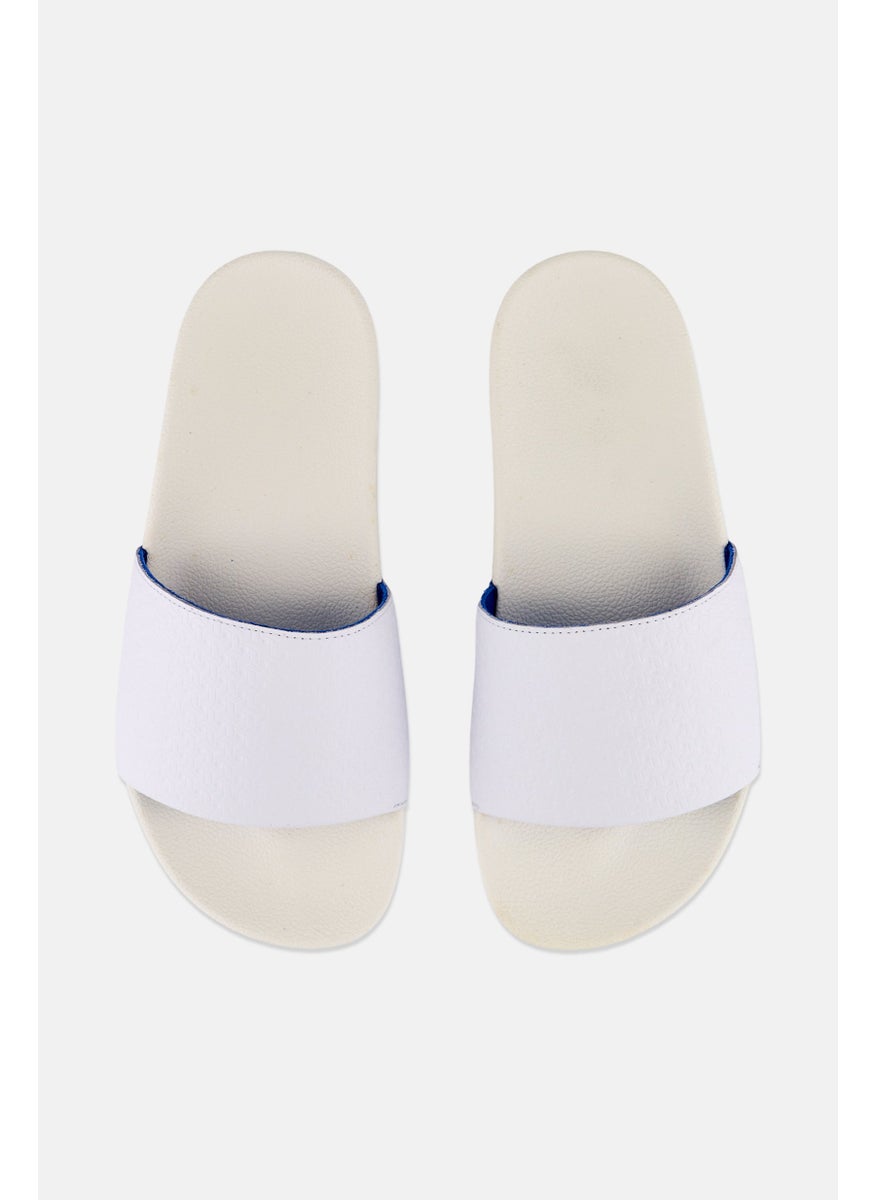 Men Adilette Slip On Slides, White