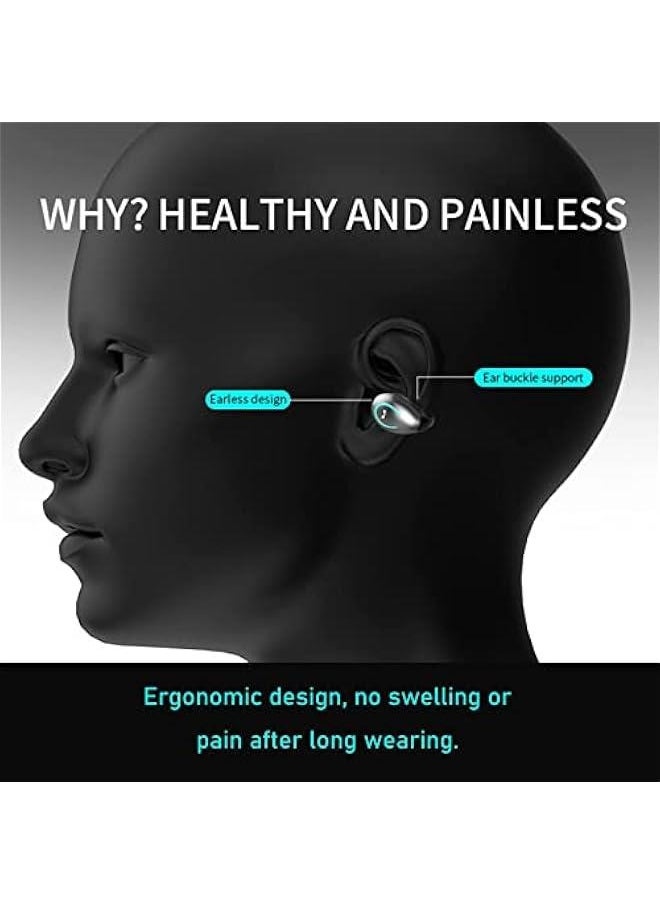 Open Ear Headphones Wireless Earbuds Bluetooth Sport Headset Single Mini Earpiece Tiny Ear Buds Discreet Microphone Waterproof Lightweight Long Battery Life for Running Workout Android iOS Black