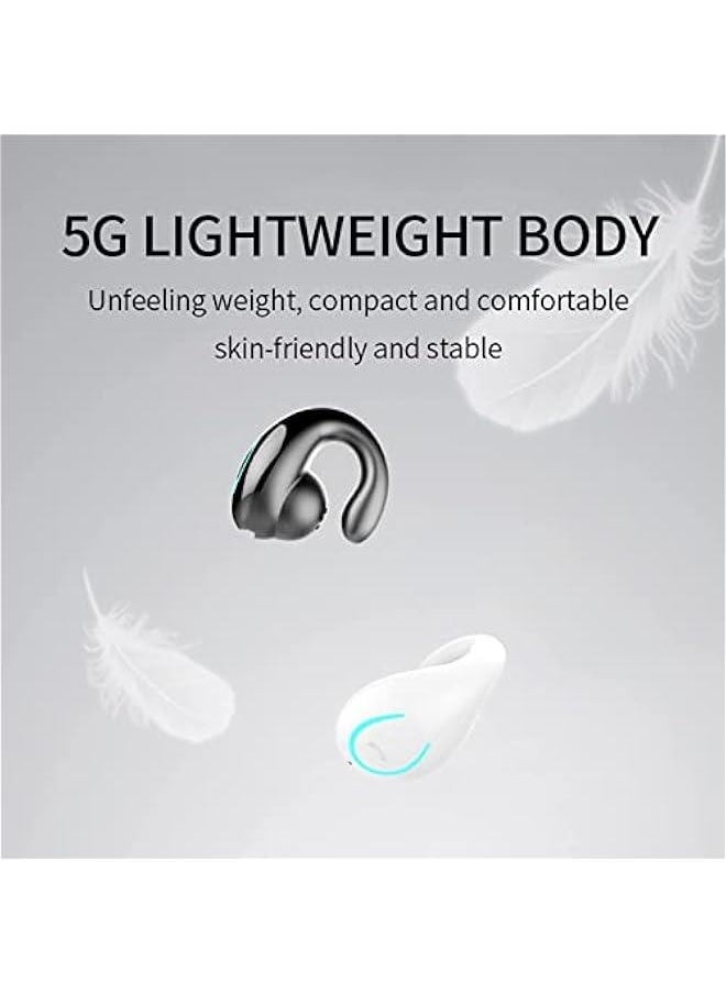 Open Ear Headphones Wireless Earbuds Bluetooth Sport Headset Single Mini Earpiece Tiny Ear Buds Discreet Microphone Waterproof Lightweight Long Battery Life for Running Workout Android iOS Black