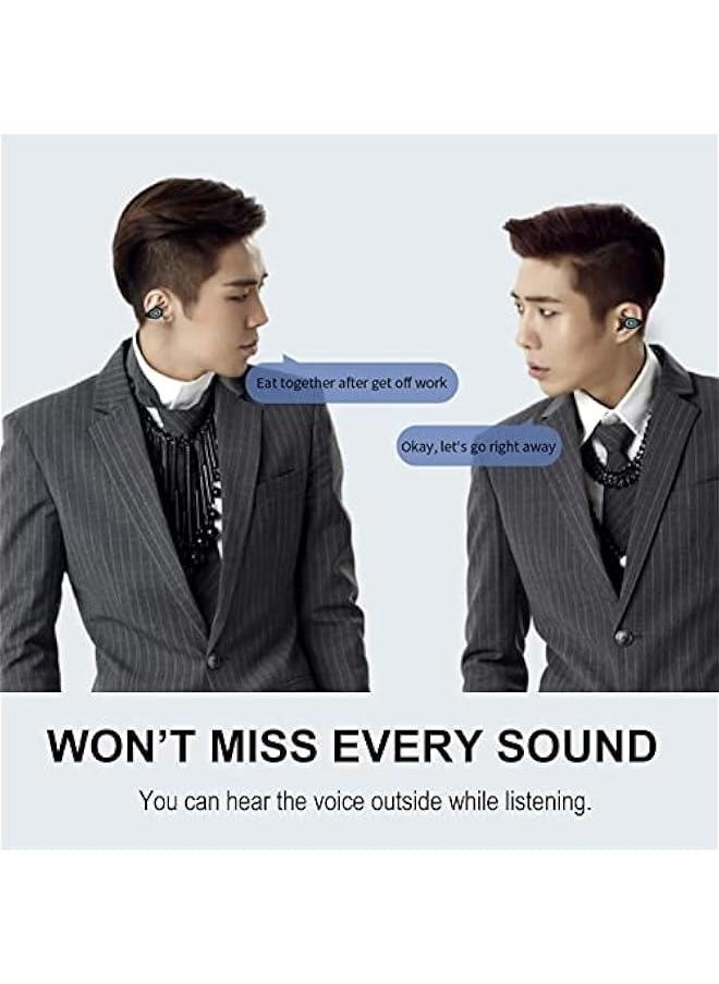 Open Ear Headphones Wireless Earbuds Bluetooth Sport Headset Single Mini Earpiece Tiny Ear Buds Discreet Microphone Waterproof Lightweight Long Battery Life for Running Workout Android iOS Black