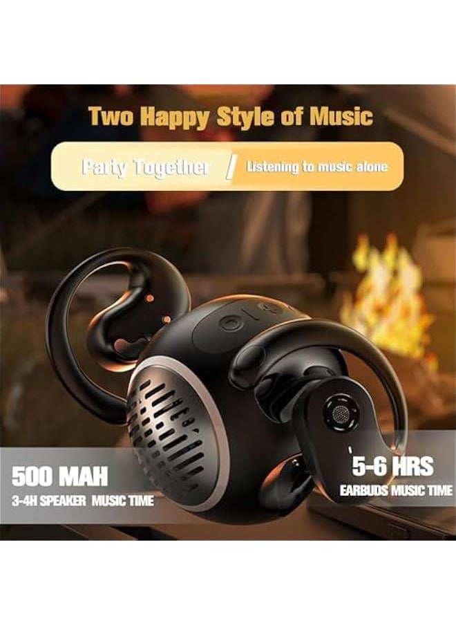Wireless Open Ear Over The Ear Earbuds with Portable Small Bluetooth Speaker Mini Speakers Bluetooth Wireless Kids Bone Conduction Headphones Earbuds Open Ear Buds Out of Outside The Ear