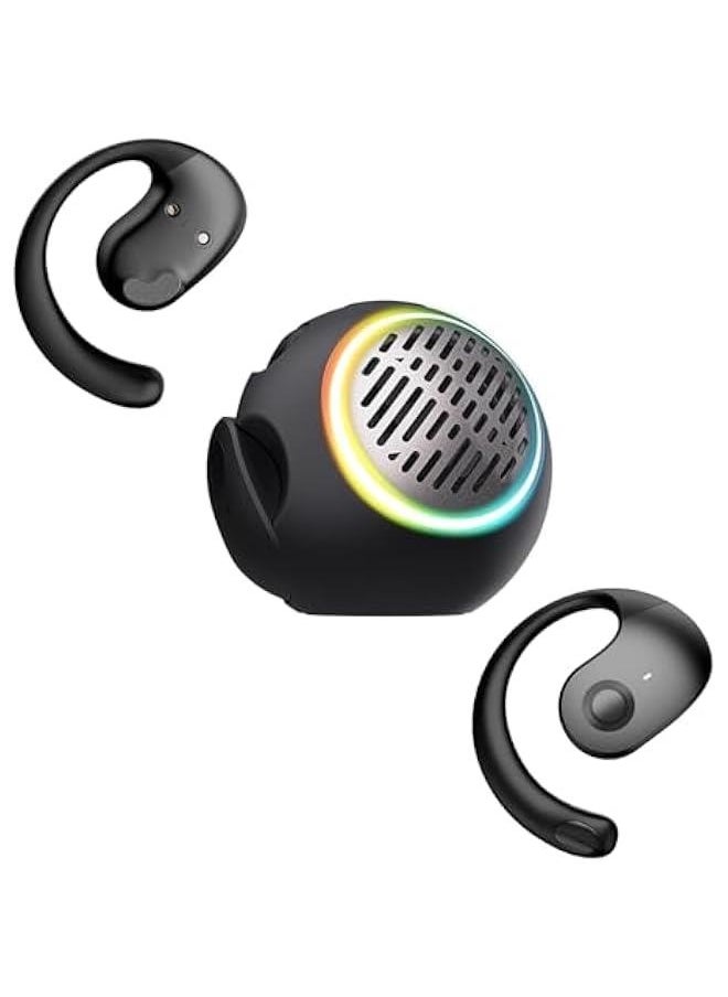 Wireless Open Ear Over The Ear Earbuds with Portable Small Bluetooth Speaker Mini Speakers Bluetooth Wireless Kids Bone Conduction Headphones Earbuds Open Ear Buds Out of Outside The Ear