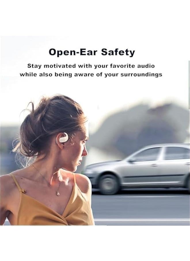 Open Ear Headphones Wireless Bone Conduction Headphones Blue Ear Buds with Ear Loops Bluetooth Running Sport Earbuds with Ear Hooks Open Ear Bone Conduction Earbuds Induction Earphones