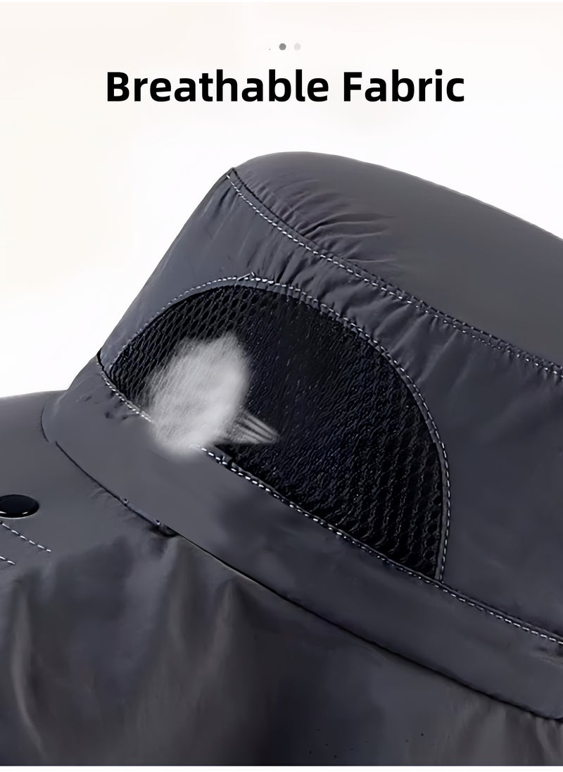 Sun Hat Hiking Hat for Men Women, UV Protection Fishing & Bucket hat with Removable Mesh Face Neck Flap Cover Outdoor Sports Accessories
