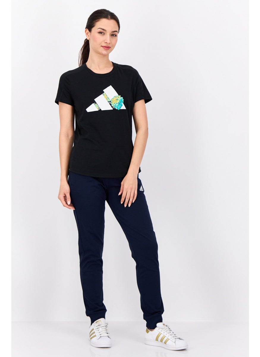 Women Sportswear Fit Short Sleeve Running T-Shirt, Black