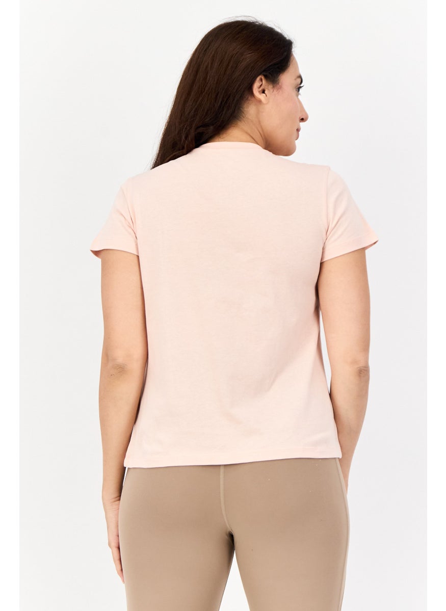 Women Sportswear Fit Short Sleeves Training Top, Peach