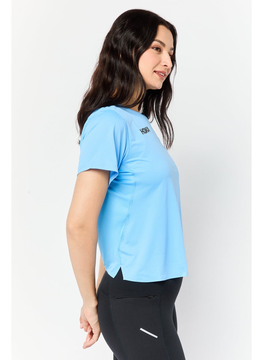 Women Sportswear Fit Short Sleeves Training Tops, Blue