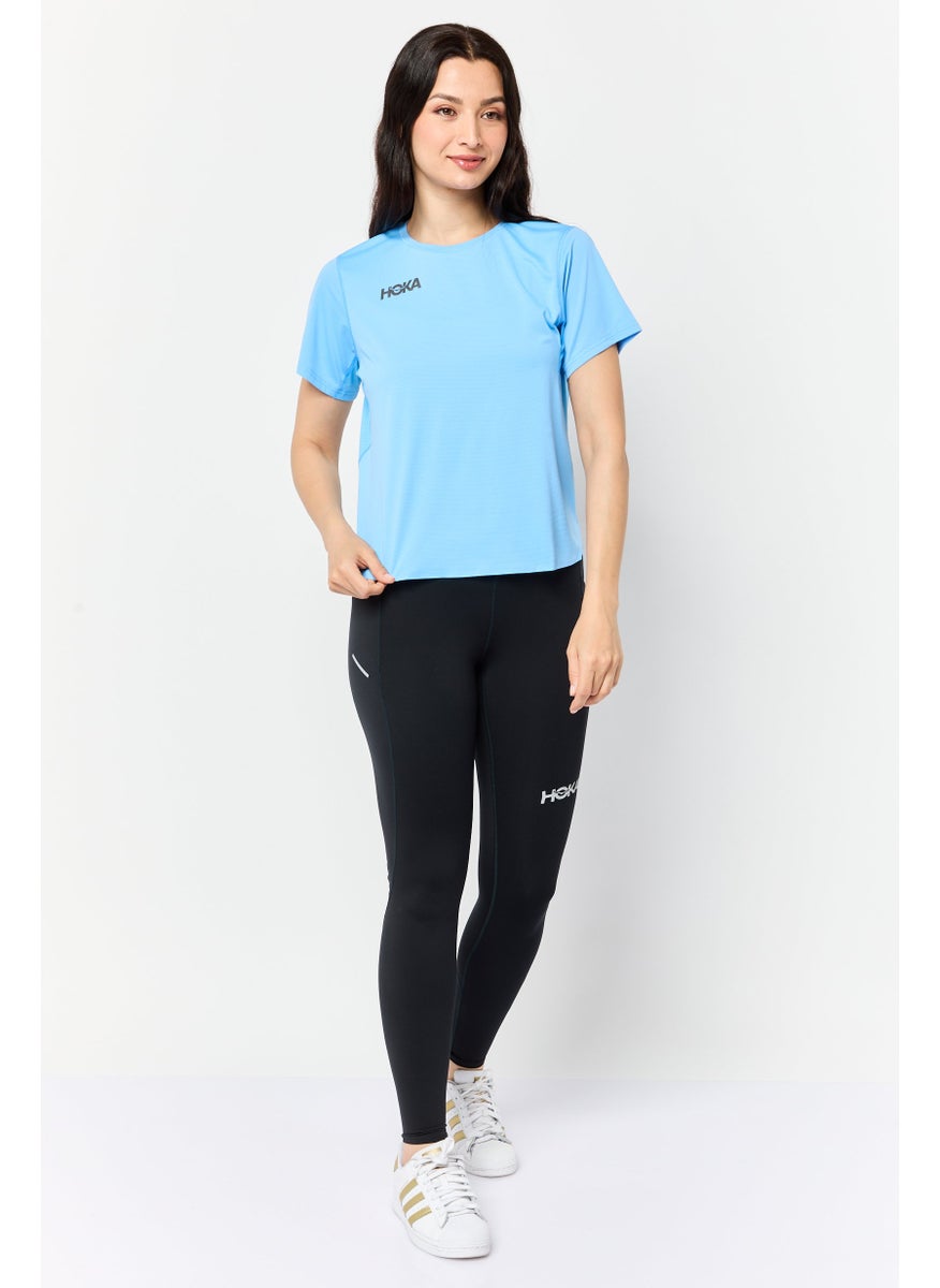 Women Sportswear Fit Short Sleeves Training Tops, Blue