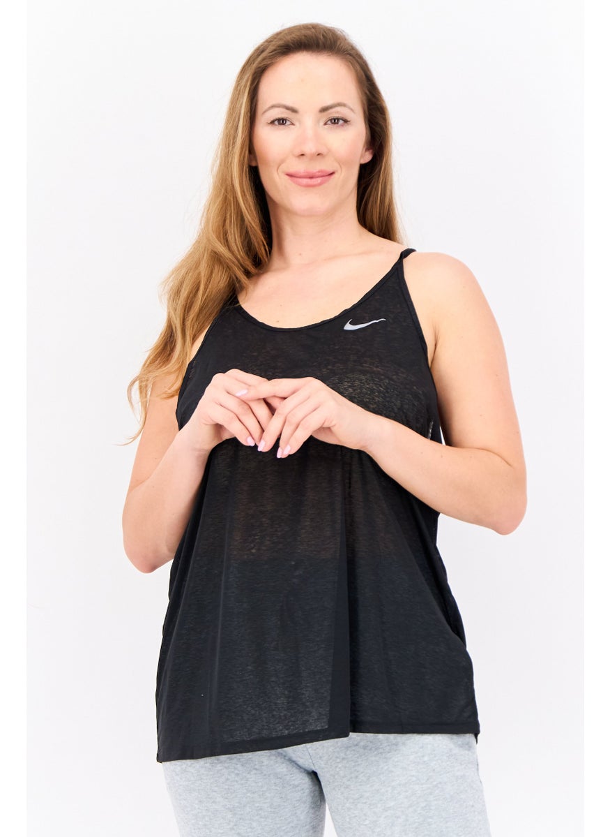Women Sportswear Fit Sleeveless Running Tank Top, Black