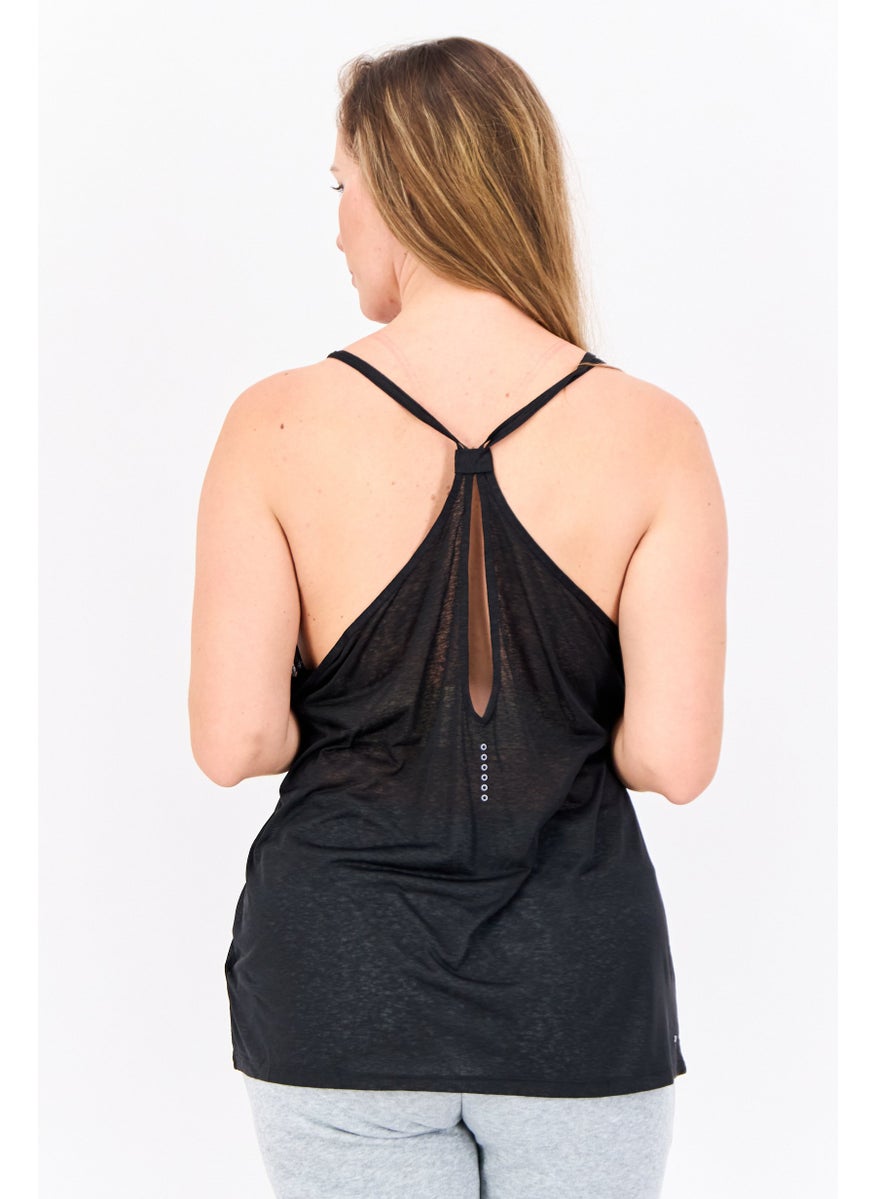 Women Sportswear Fit Sleeveless Running Tank Top, Black