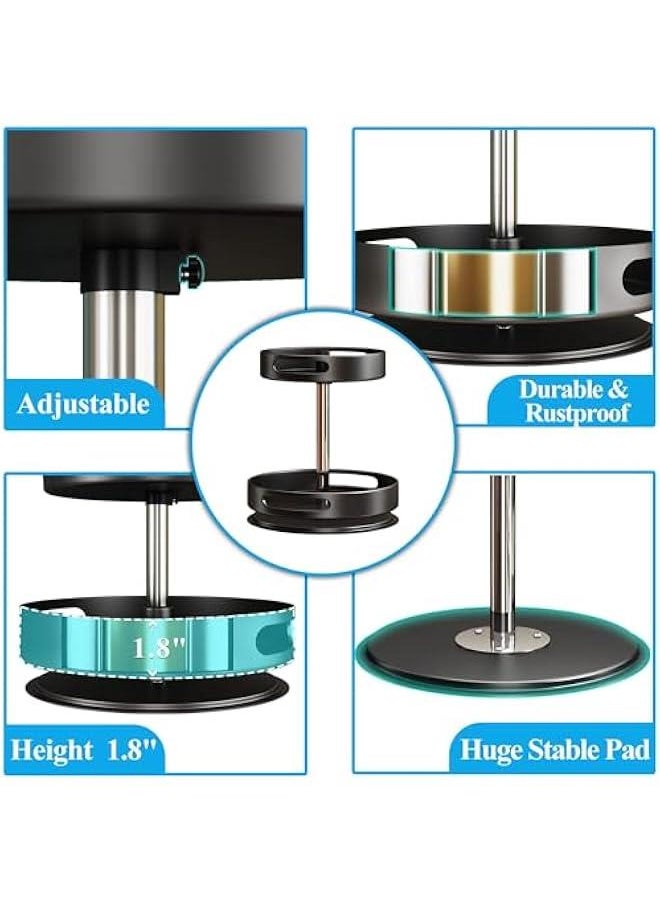 Lazy Susan Metal Revolving Spice Rack - 12 inch Kitchen Organizers and Storage for Counter Refrigerator Pantry Cabinet Cupboard Turntable, Black (2 Tier)