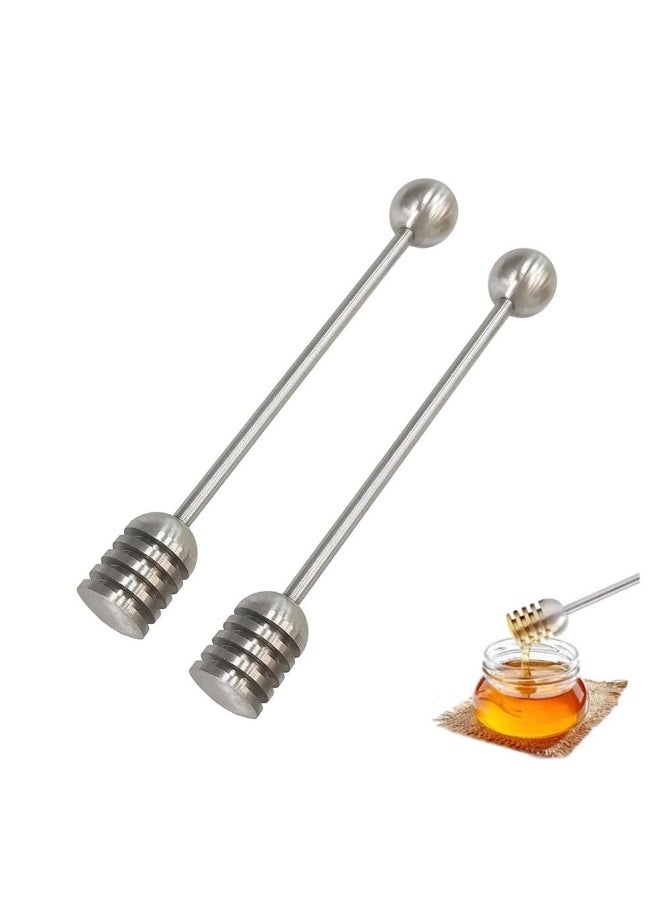 2 Pieces Stainless Steel Honey Dipper Stick, 6.3 Inch Honey Wand Server, Removable Honeycomb Stick for Honey Pot Dispense Honey, Wedding Party Favors Birthday Gift