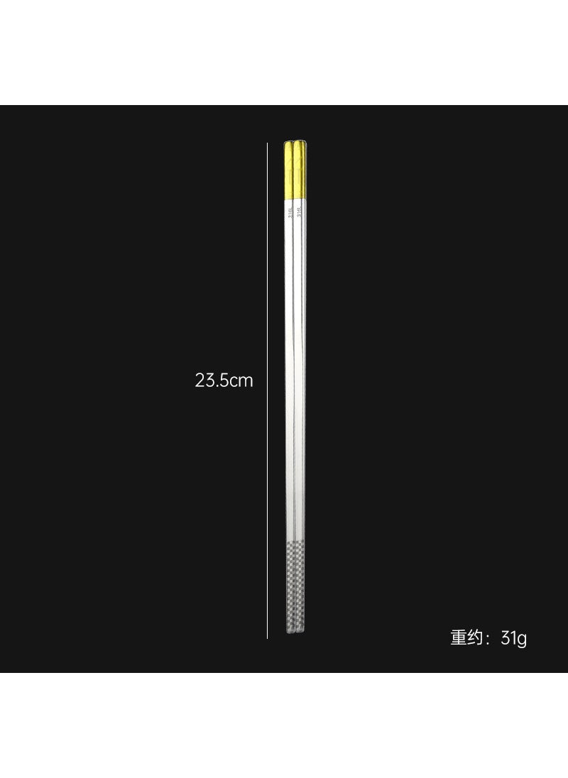 High-Temperature 316 Stainless Steel Chopsticks Set Yellow-316 steel
