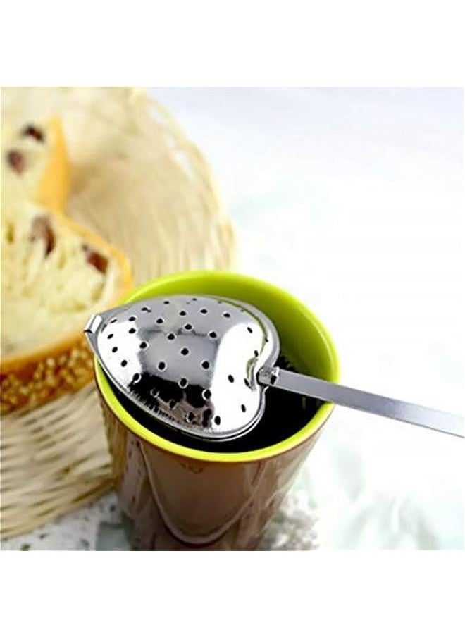 4PCS Stainless Steel Heart Shape Tea Infuser Long Handle Filter Tea Filter for Loose Tea