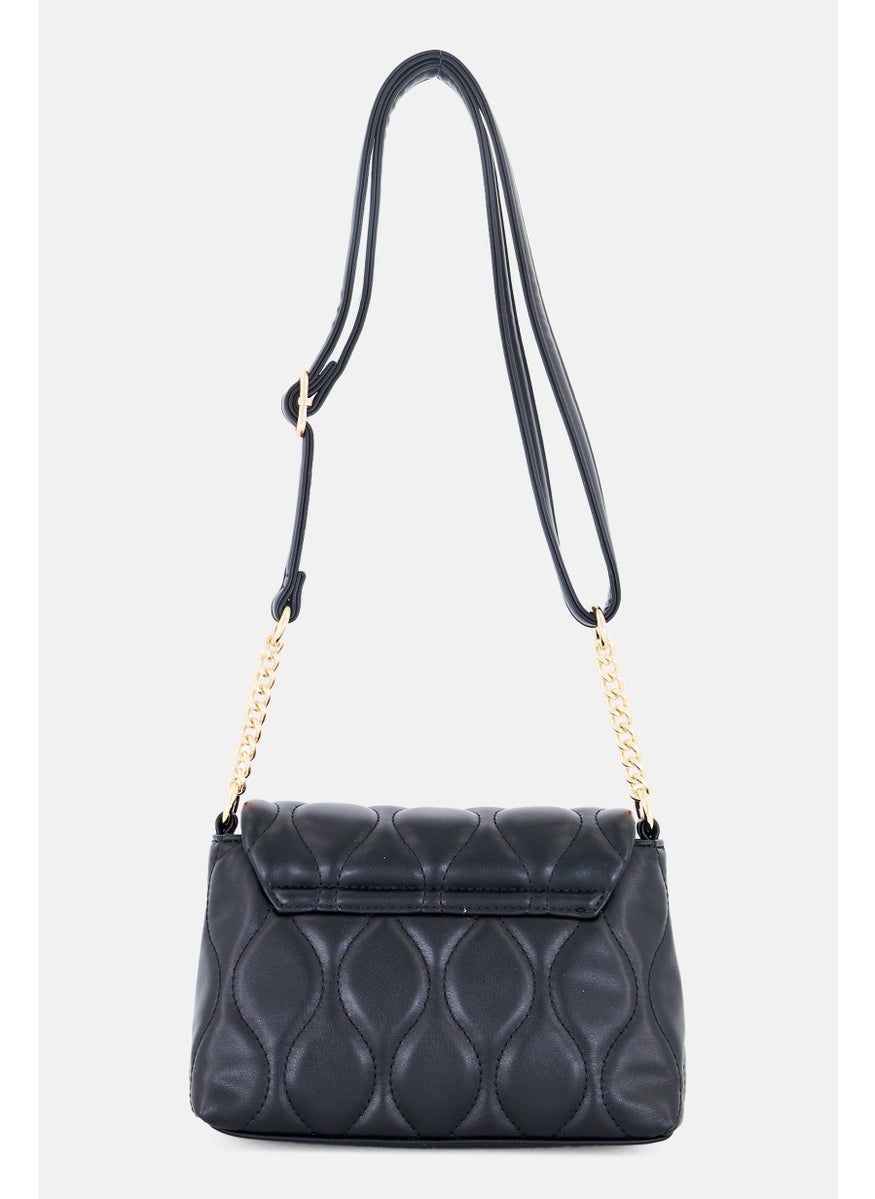 Women Quilted Cross Body Bag, Black