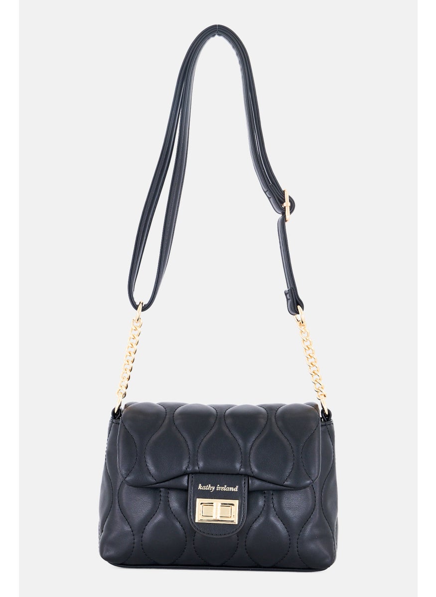 Women Quilted Cross Body Bag, Black