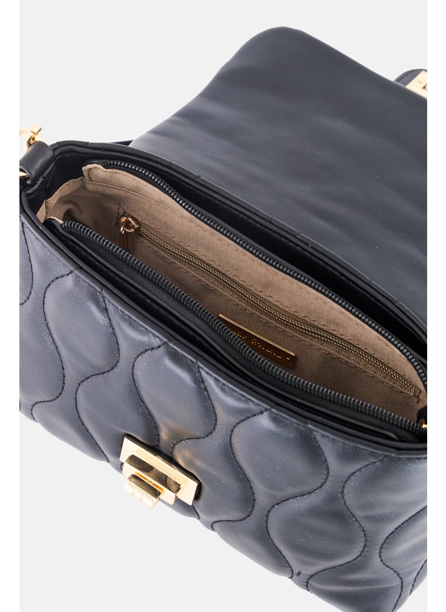 Women Quilted Cross Body Bag, Black