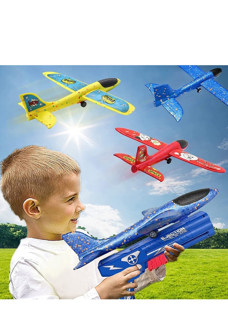 1 PC Airplane Outdoor Toys Kids Toy Airplane Launcher Toys Foam Glider Plane Flying Outdoor Shooting Toys Birthday Gift Toys for Kids Outdoor Sport Toys Party Favors In Multicolor