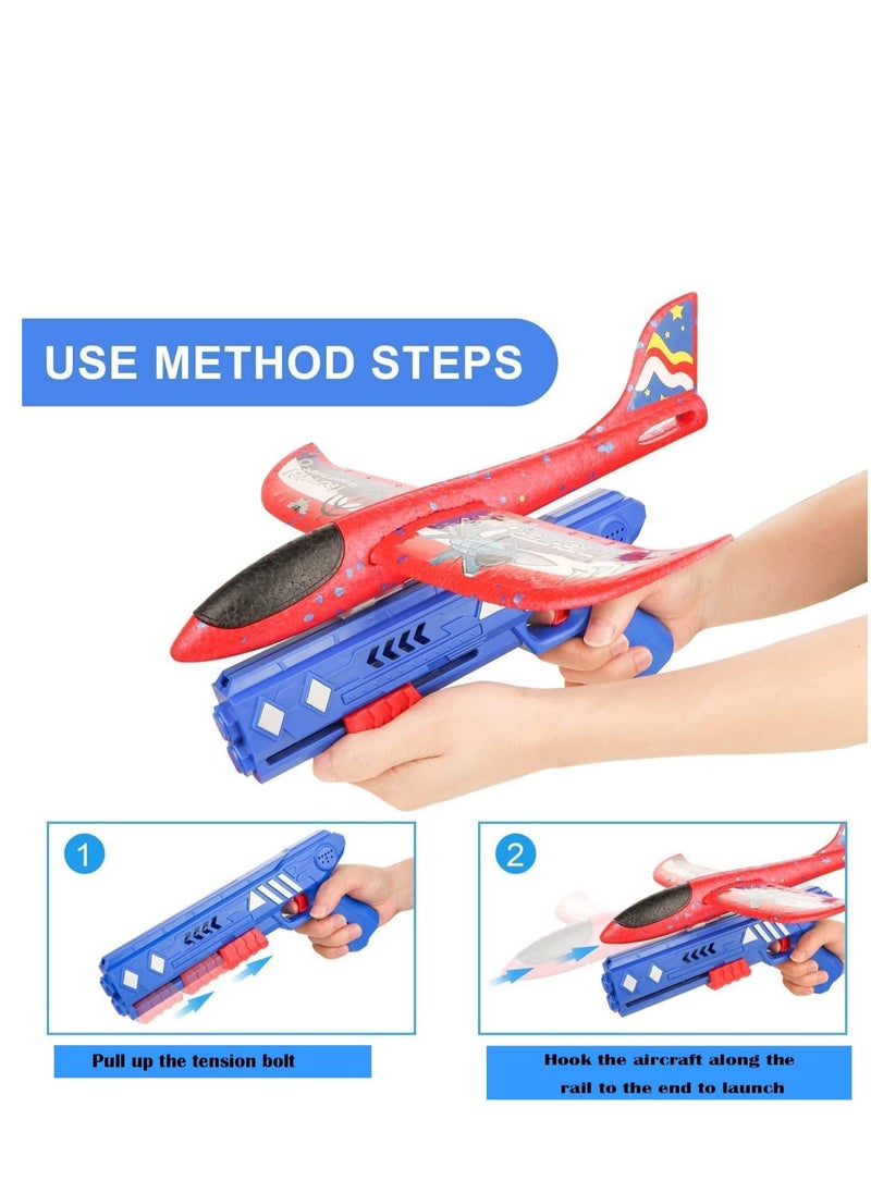 1 PC Airplane Outdoor Toys Kids Toy Airplane Launcher Toys Foam Glider Plane Flying Outdoor Shooting Toys Birthday Gift Toys for Kids Outdoor Sport Toys Party Favors In Multicolor