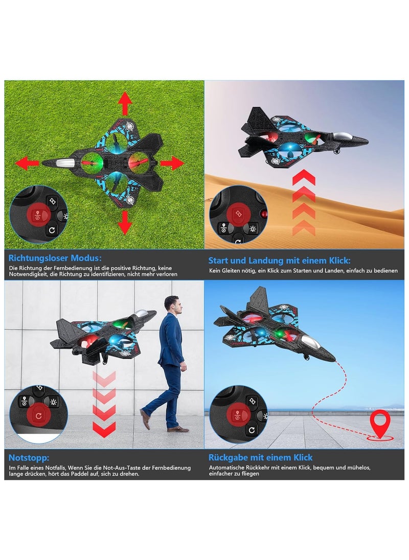 RC Aeroplane 2.4GHz Remote Controlled Aeroplane L0712 Quadcopter Floating Fighter Plane RC Aeroplane RTF for Beginners, Children and Adults, APlane Toy with Coloured Lights USB Charging