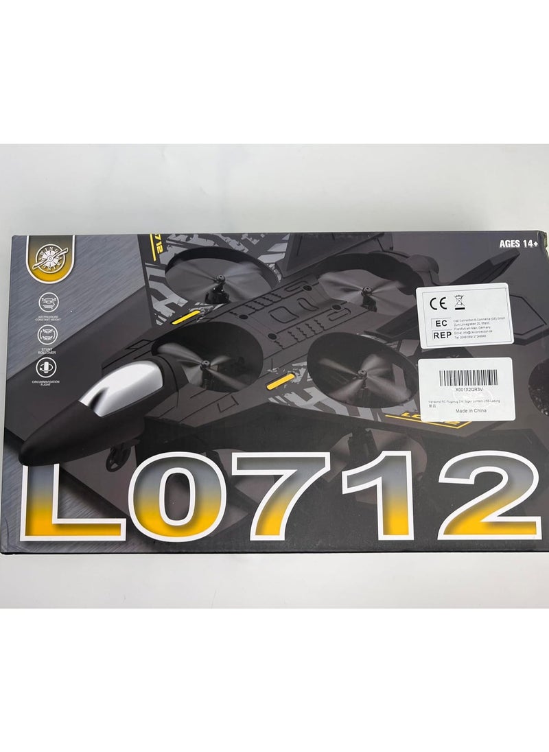 RC Aeroplane 2.4GHz Remote Controlled Aeroplane L0712 Quadcopter Floating Fighter Plane RC Aeroplane RTF for Beginners, Children and Adults, APlane Toy with Coloured Lights USB Charging