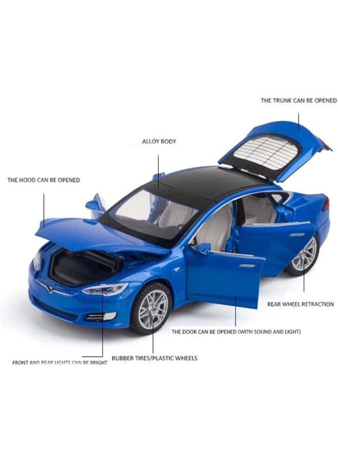 Tesla Model S Die-Casting Simulation Alloy Pull Back Car With Sound And Light Model Toy