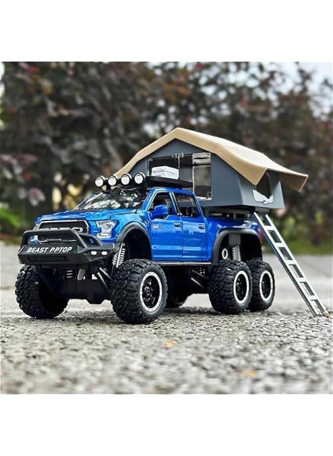Toy Trucks for Boys Age 4-7,Trucks for Kids F150 Raptor Diecast Trucks,Model F150 Pickup Truck with Sightseeing Cabin,Pull Back Truck Toys with Light and Sound,Trucks for Kids Ages 4-8（Blue）