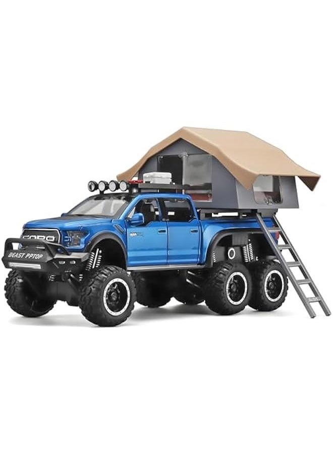 Toy Trucks for Boys Age 4-7,Trucks for Kids F150 Raptor Diecast Trucks,Model F150 Pickup Truck with Sightseeing Cabin,Pull Back Truck Toys with Light and Sound,Trucks for Kids Ages 4-8（Blue）