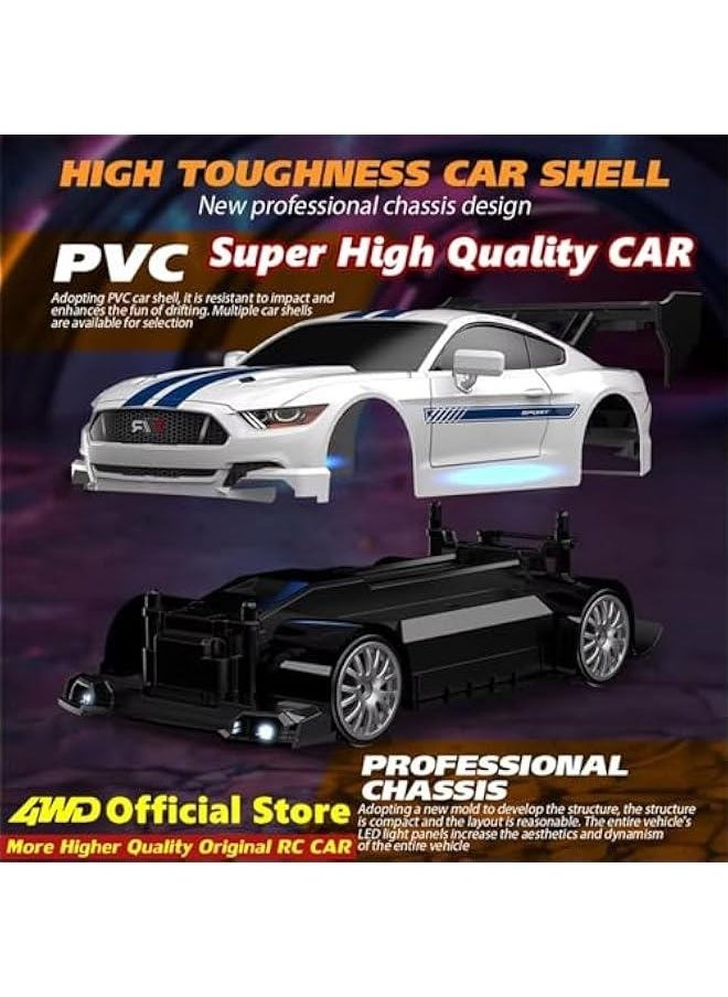 1:24 Scale RC Drift Car 4WD 2.4GHz 30KM/H High Speed Racing Sport Toy Car with LED Lights, Racing and Drift Wheels (8601-Black)