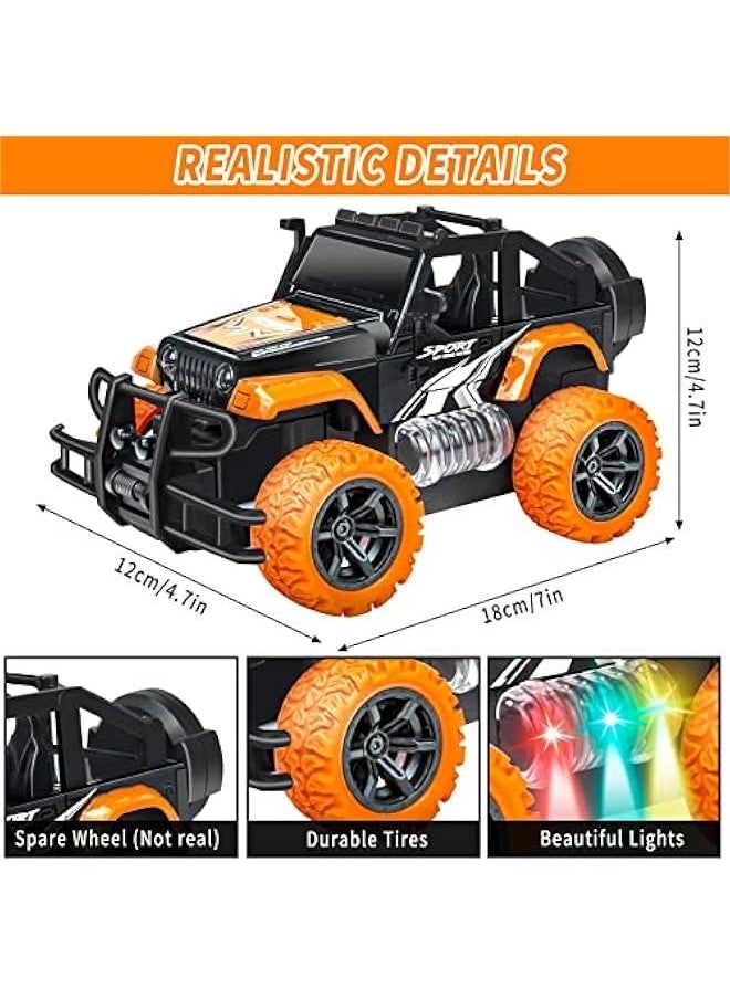 Remote Control Car for Kids 3-5, Off Road Rc Racing Car Vehicle Remote Control Truck Stunt Car for Girls Boys 4-7 8-12 Monster Trucks with 3 Color Led Lights Birthday Gift, Orange