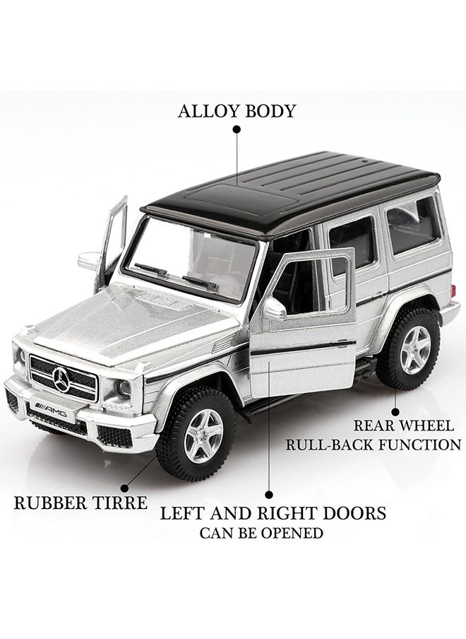 1/36 Scale Mercedes AMG G63 G Wagon Diecast Model Car, Alloy Pull Back Vehicles G Wagon Toy Car, Cars Gifts for Boys, Silver
