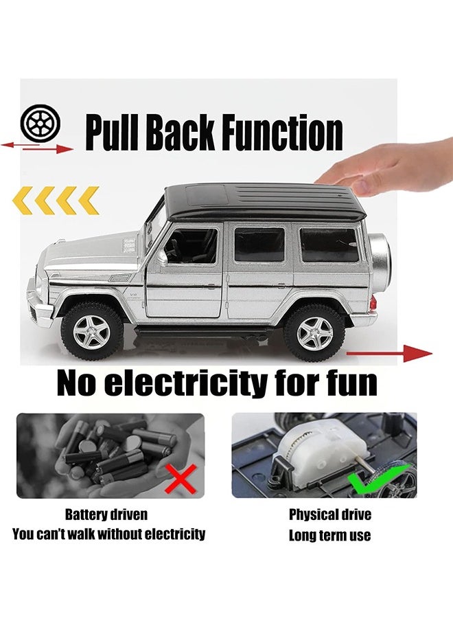 1/36 Scale Mercedes AMG G63 G Wagon Diecast Model Car, Alloy Pull Back Vehicles G Wagon Toy Car, Cars Gifts for Boys, Silver