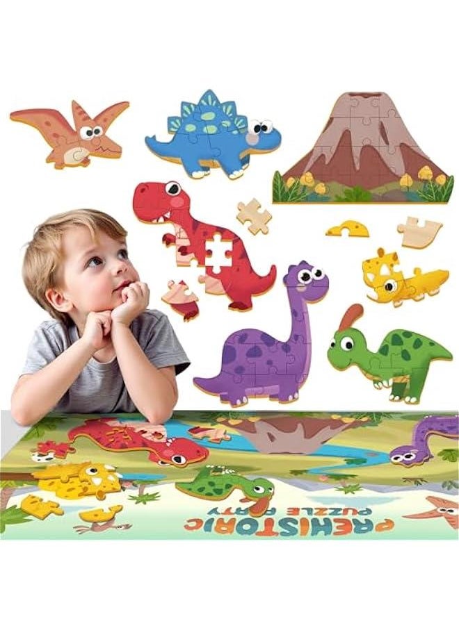 Floor Puzzle for Kids Ages 3-5 4-6, Dinosaur Jigsaw Puzzle, 52Pcs Wooden Dino Animal Puzzles Game, Toddler Educational Learning Toy, Preschool Birthday Gifts for 7 8 Year Boy Girl Child