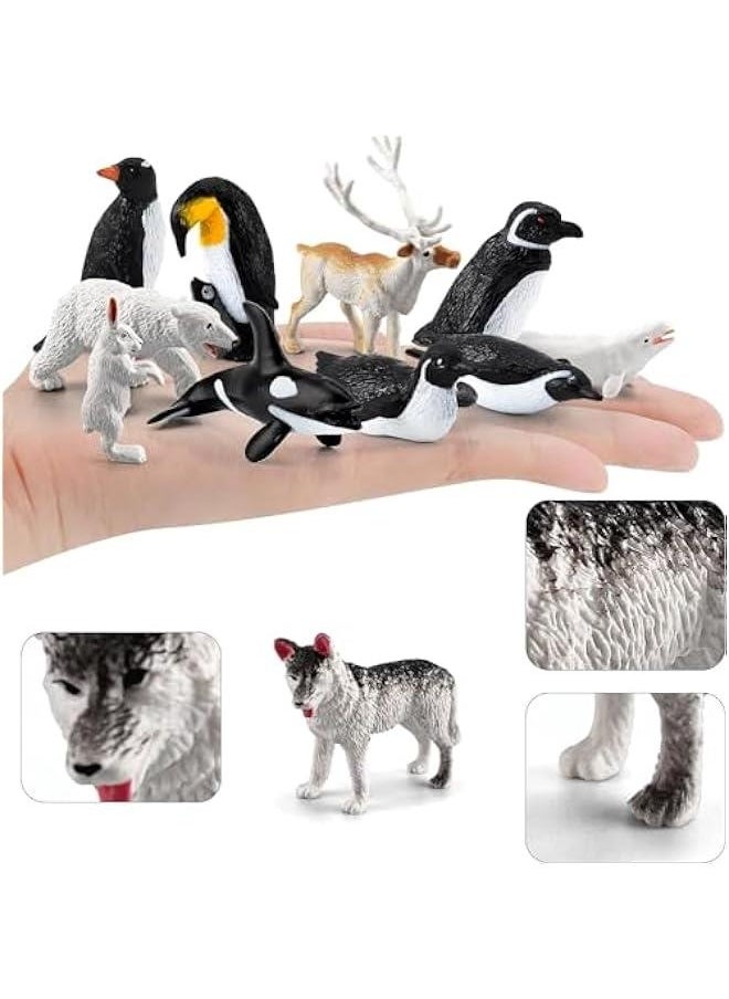 20PCS Arctic Animals Figurine Penguins and Polar Animals Figurine playset  Birthday Party Supplies Decor for Cake