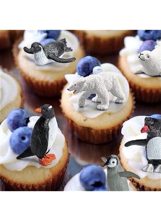 20PCS Arctic Animals Figurine Penguins and Polar Animals Figurine playset  Birthday Party Supplies Decor for Cake