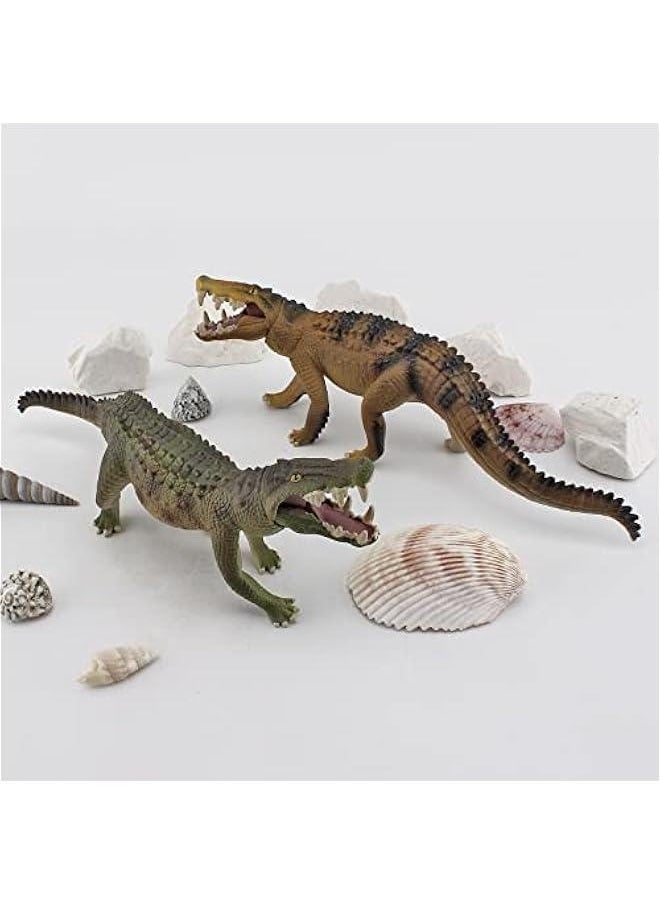 10 Inch Large Alligator Toy Figurine 2PCS Realistic Crocodile Action Figures Alligator Party Favors Playset Crocodiles Cake Toppers for Kids Toddler