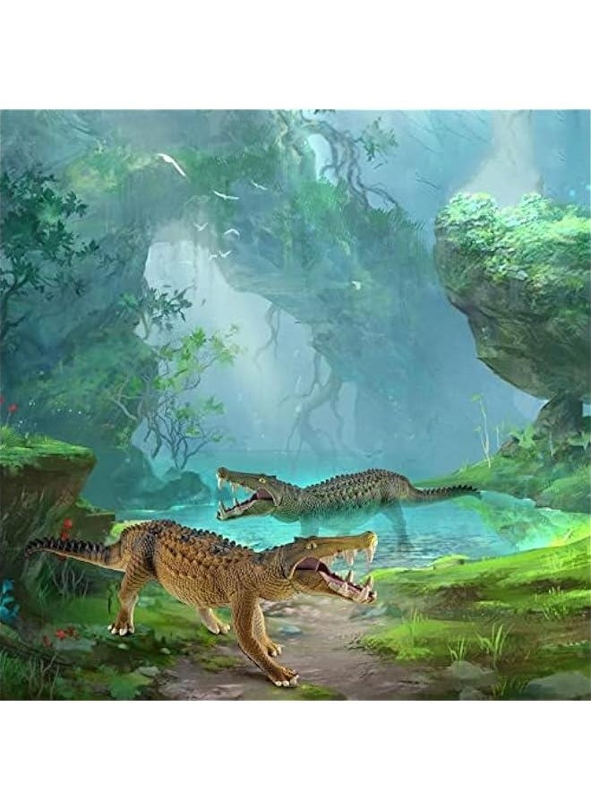 10 Inch Large Alligator Toy Figurine 2PCS Realistic Crocodile Action Figures Alligator Party Favors Playset Crocodiles Cake Toppers for Kids Toddler