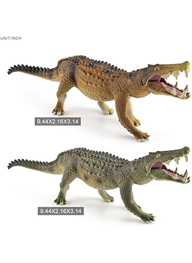 10 Inch Large Alligator Toy Figurine 2PCS Realistic Crocodile Action Figures Alligator Party Favors Playset Crocodiles Cake Toppers for Kids Toddler