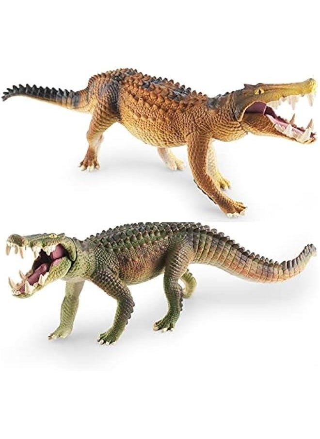 10 Inch Large Alligator Toy Figurine 2PCS Realistic Crocodile Action Figures Alligator Party Favors Playset Crocodiles Cake Toppers for Kids Toddler
