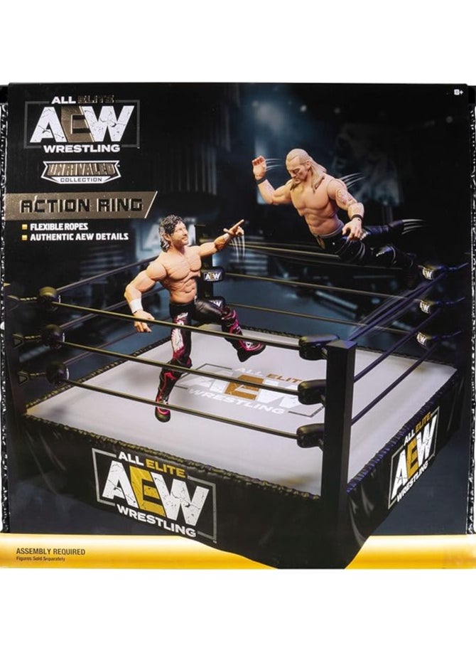 AEW All Elite Wrestling Action Figure Playset with Flexible Tension Ropes