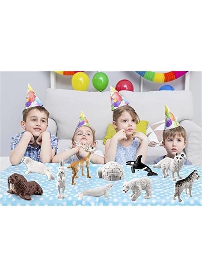 Arctic Animals Figurines Sets, 10pcs Mini Arctic Animals Toy, Realistic Polar Animals Figurines, Plastic Tundra Deer Bear Fox Toy, Arctic Animal Cake Topper Decor for Kids Birthday Baby Shower Party