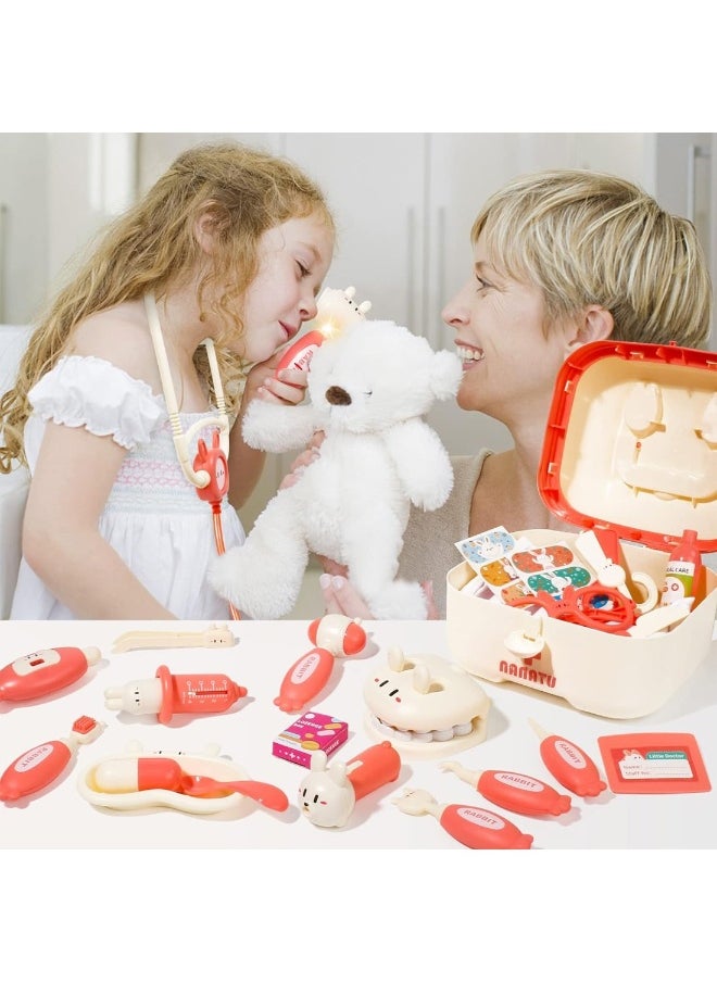 Doctor Kit Kids Toys 26 Pieces Dentist Kit Doctor Costume Role Play Set Pretend Play Medical Kit Dress Up Pink Doctor Kit
