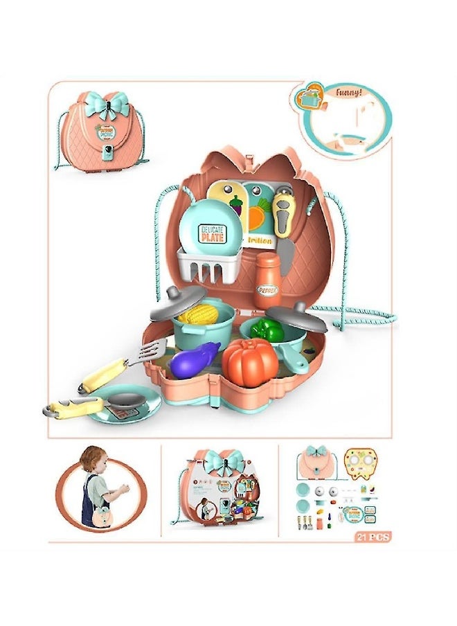 Girls Shoulder Bag Portable Play House Kitchen Tools Set