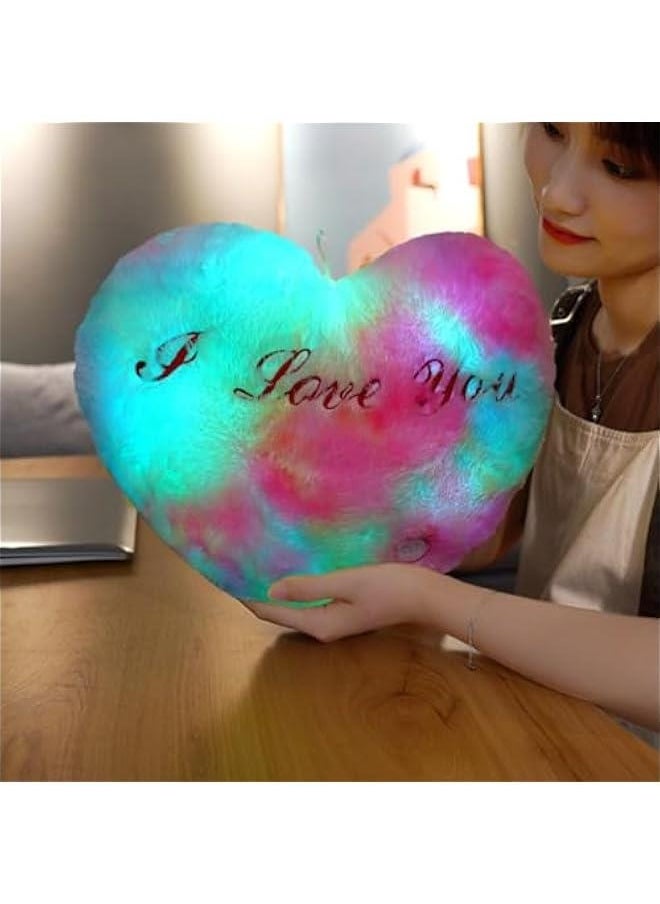 Light Heart Pillow | Heart Throw Pillow | Heart-Shaped Light Up Pillow, 14.17in Soft Plushie with Illuminating LED Lights, Cozy Home Decor Night Light, Romantic s Day Plush Cushion for Sofa