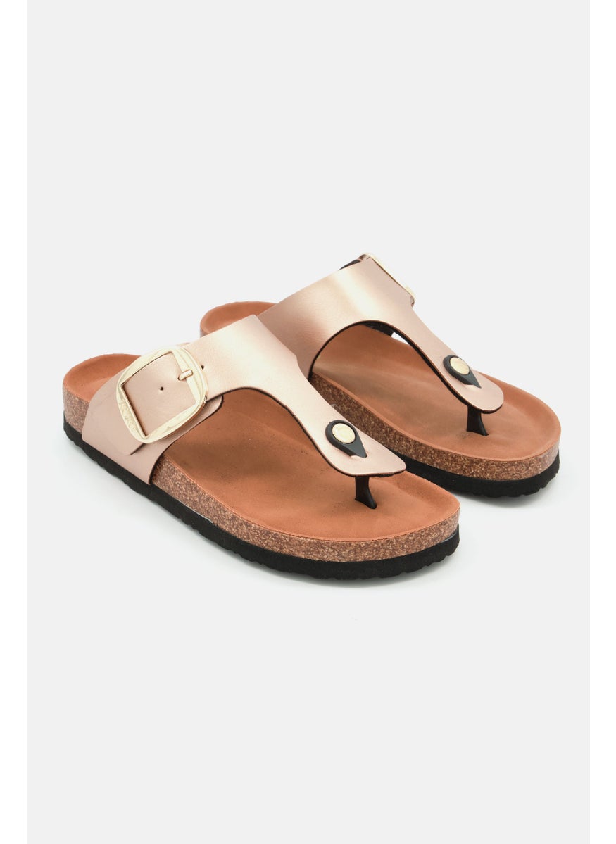 Women Slip On Sandal, Rose Gold