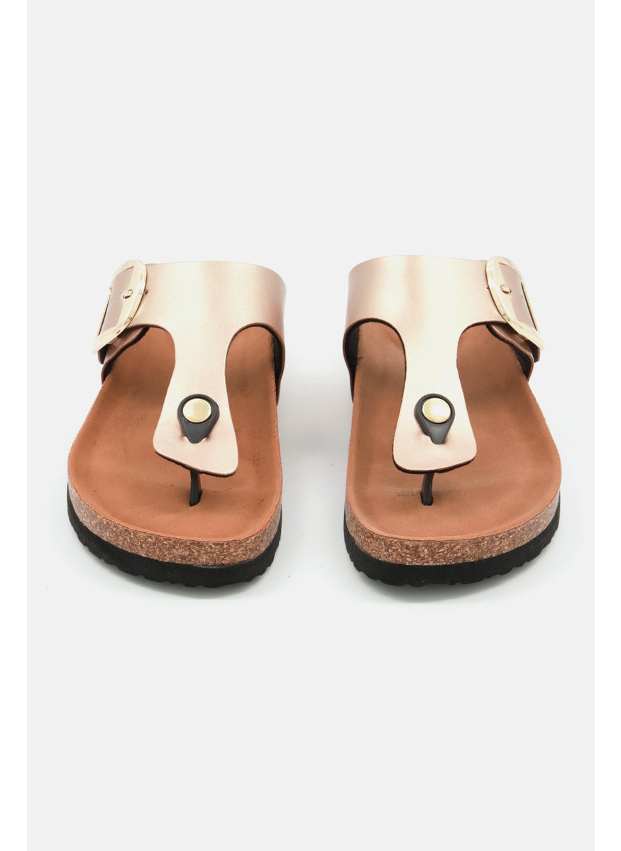 Women Slip On Sandal, Rose Gold