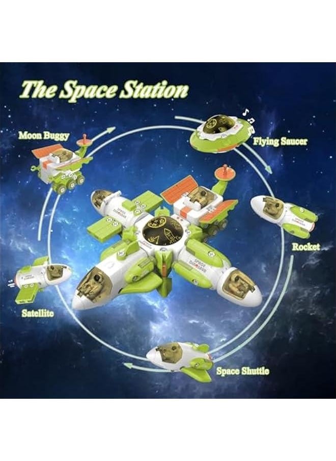 10 in 1 Space Toys Rocket Dinosaurs Set for Kid Space Shuttle Planet Toys STEM Space Astronaut Rocket Ship Kit for Boys 5 6 7 8 Spaceship Station Gift Foster Love for Space Dinos Exploration