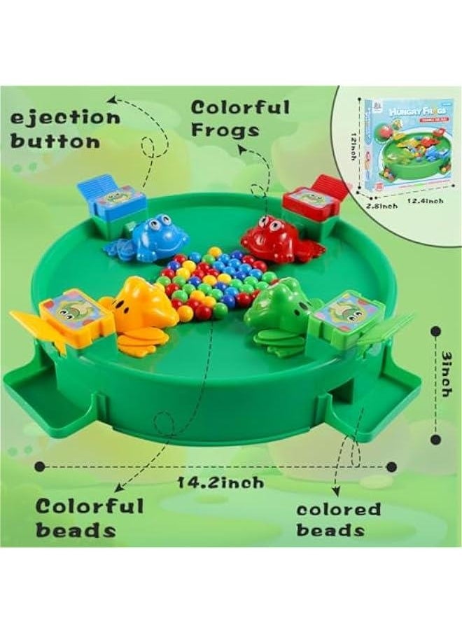 Classic Hungry Kids Board Games-Plastic Intense Game of Quick Reflexes Bead Toy,Children's Preschool Desktop Toy,Frog Eating Beads Game Fine Motor Training Toy for Kid Adult 2 to 4 Play