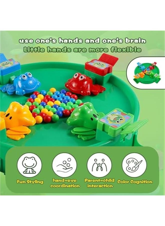 Classic Hungry Kids Board Games-Plastic Intense Game of Quick Reflexes Bead Toy,Children's Preschool Desktop Toy,Frog Eating Beads Game Fine Motor Training Toy for Kid Adult 2 to 4 Play